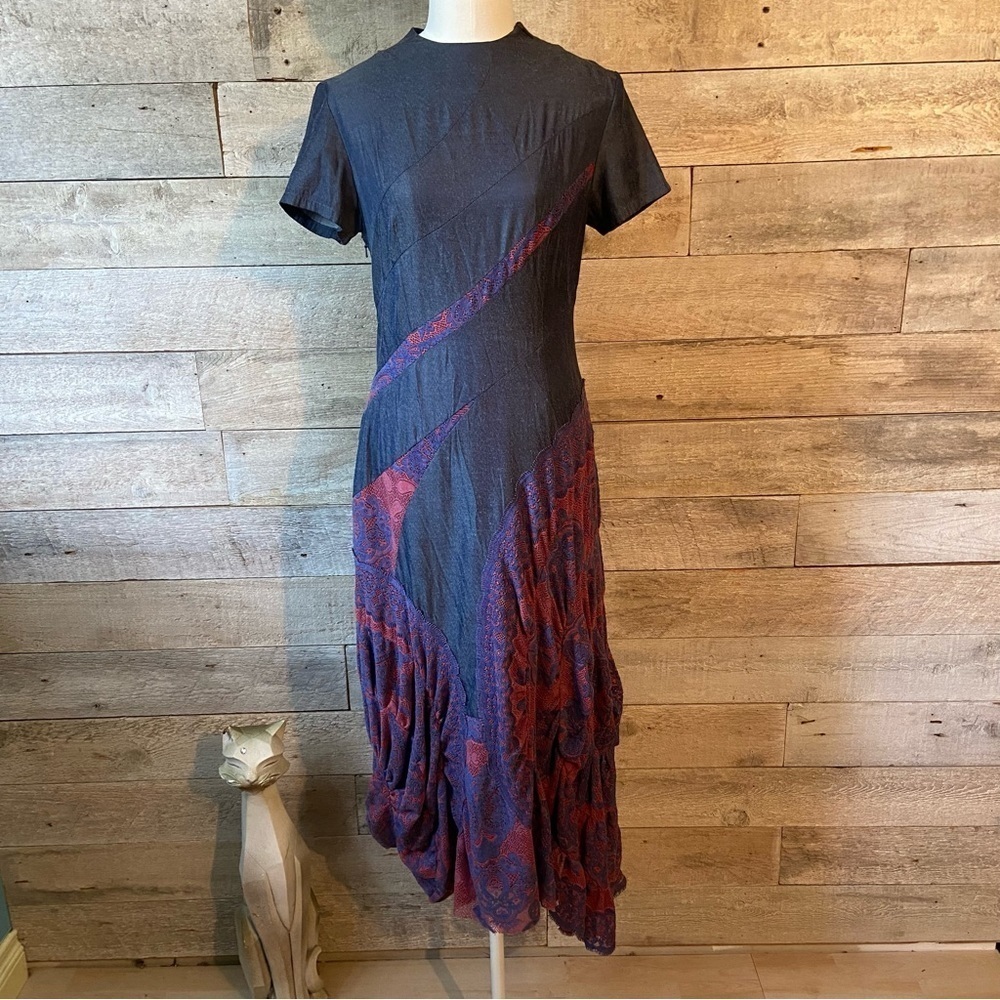 Pacino Wan  women's‎ whimsical blue & Pink lace boho designer dress